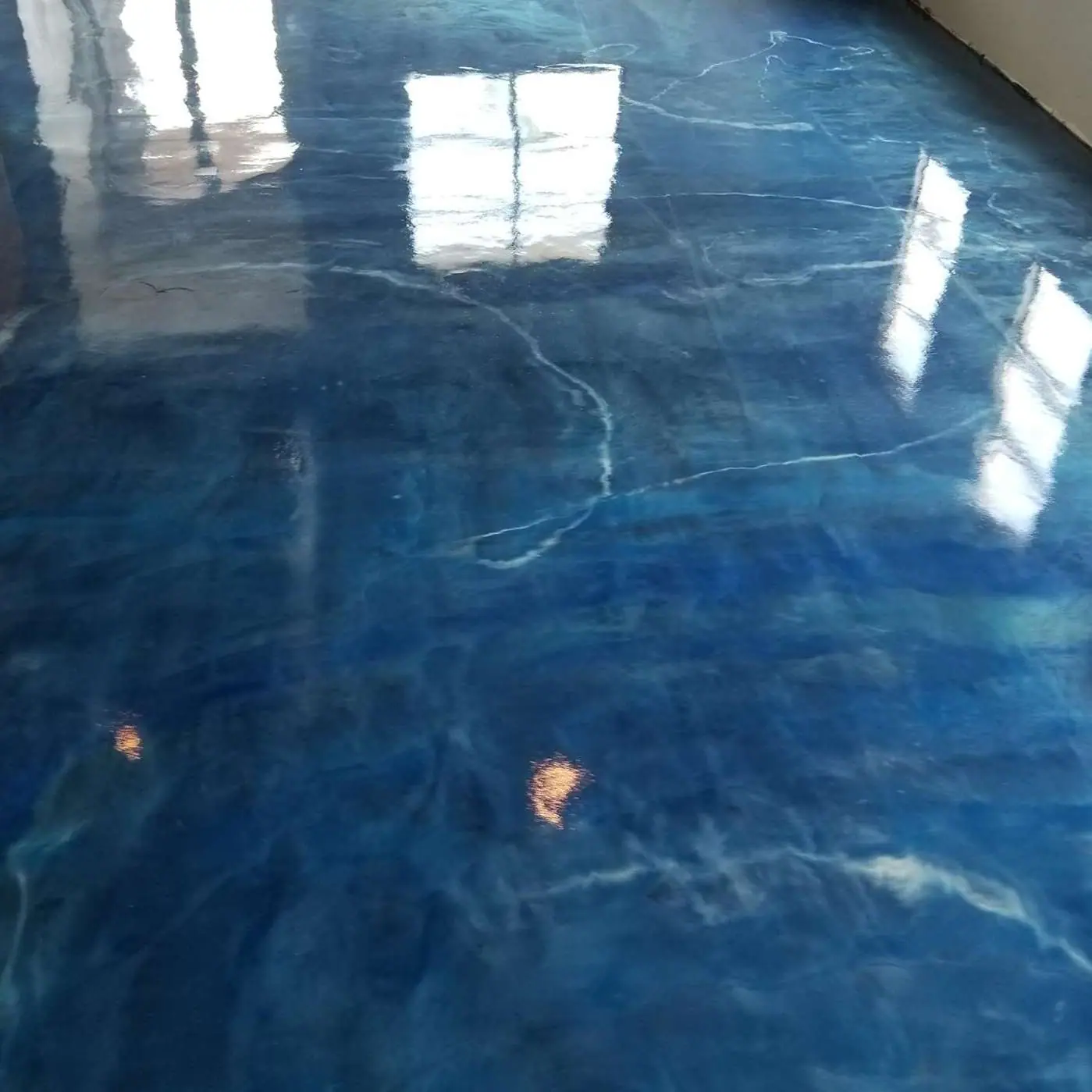 Glossy blue metallic floor