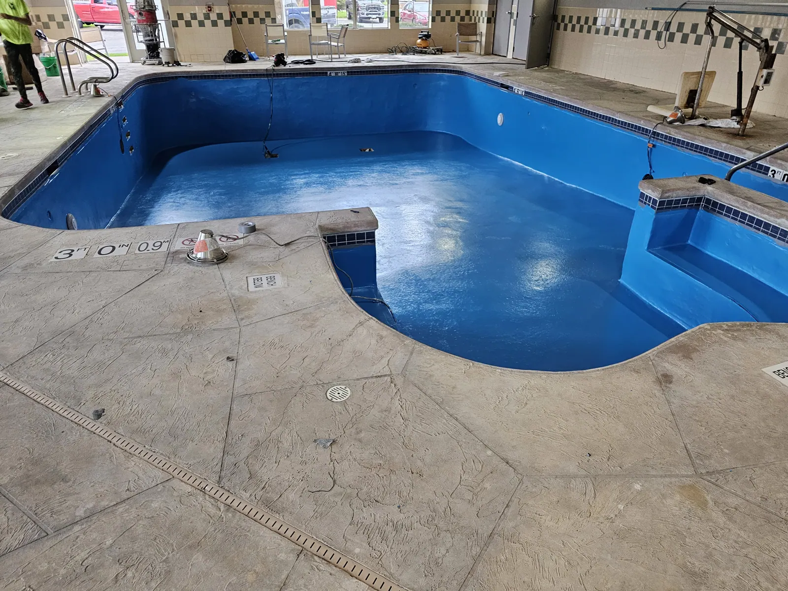 Comfort Inn hotel indoor pool after a DC Coatings pool coating